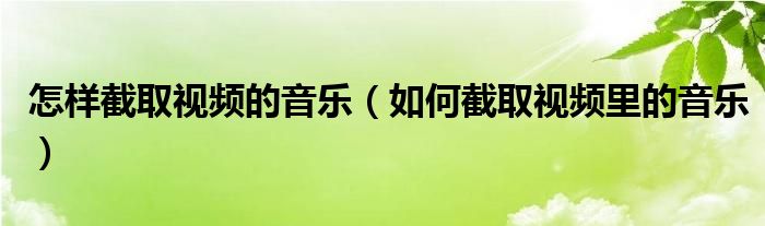 怎样截取视频的音乐（如何截取视频里的音乐）