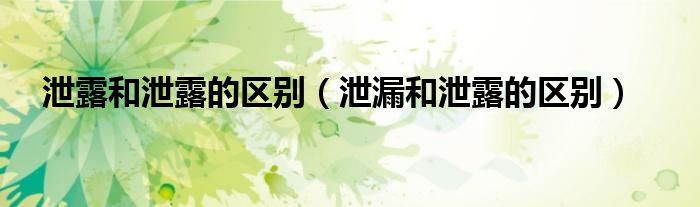 泄露和泄露的区别（泄漏和泄露的区别）