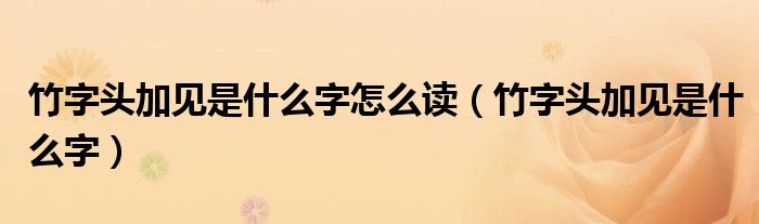 竹字头加见是什么字怎么读（竹字头加见是什么字）