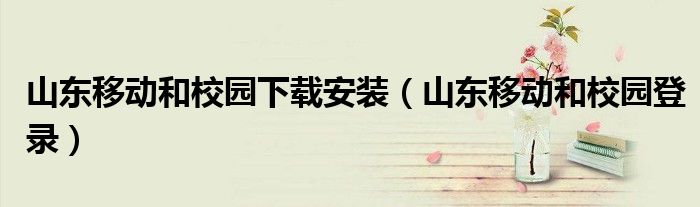 山东移动和校园下载安装（山东移动和校园登录）
