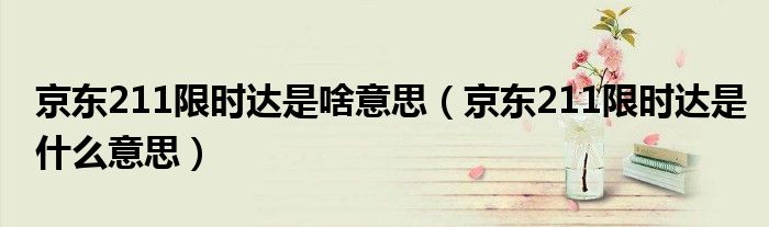 京东211限时达是啥意思（京东211限时达是什么意思）