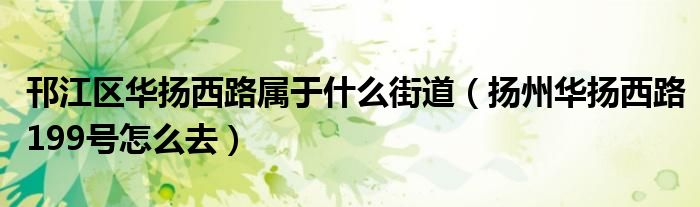 邗江区华扬西路属于什么街道（扬州华扬西路199号怎么去）