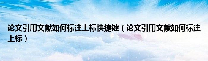 论文引用文献如何标注上标快捷键（论文引用文献如何标注上标）
