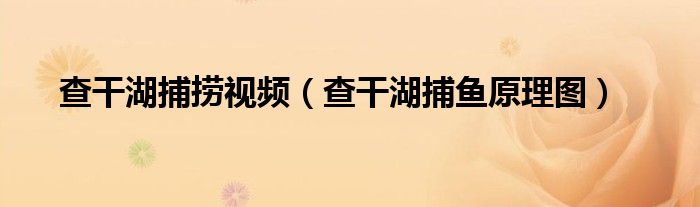 查干湖捕捞视频（查干湖捕鱼原理图）