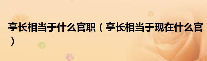 亭长相当于什么官职（亭长相当于现在什么官）