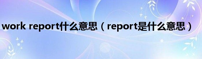 work report什么意思（report是什么意思）