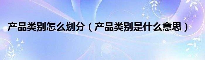 产品类别怎么划分（产品类别是什么意思）