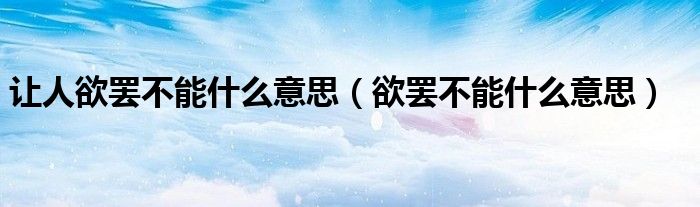 让人欲罢不能什么意思（欲罢不能什么意思）