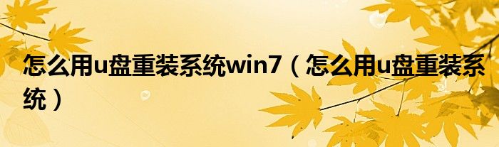 怎么用u盘重装系统win7（怎么用u盘重装系统）