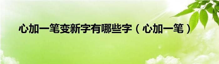 心加一笔变新字有哪些字（心加一笔）
