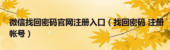 微信找回密码官网注册入口（找回密码 注册帐号）