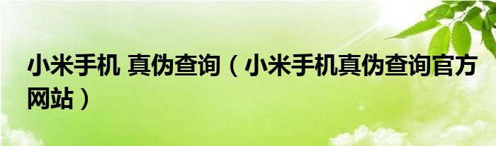 小米手机 真伪查询（小米手机真伪查询官方网站）