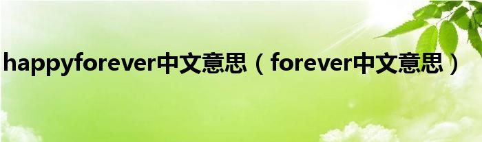 happyforever中文意思（forever中文意思）