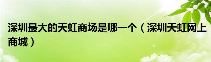 深圳最大的天虹商场是哪一个（深圳天虹网上商城）