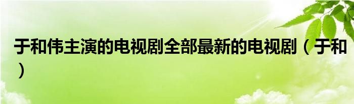 于和伟主演的电视剧全部最新的电视剧（于和）