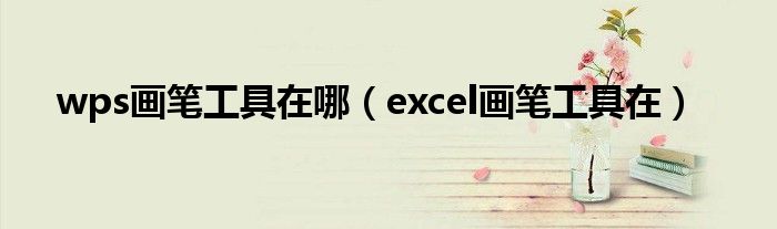 wps画笔工具在哪（excel画笔工具在）