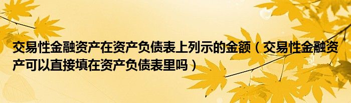 交易性金融资产在资产负债表上列示的金额（交易性金融资产可以直接填在资产负债表里吗）
