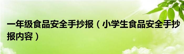 一年级食品安全手抄报（小学生食品安全手抄报内容）