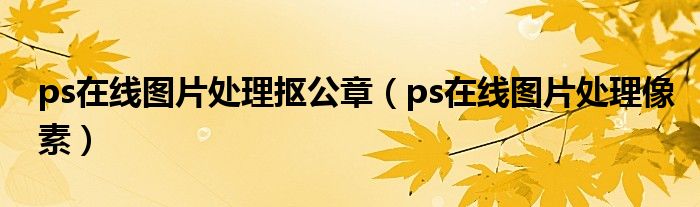 ps在线图片处理抠公章（ps在线图片处理像素）