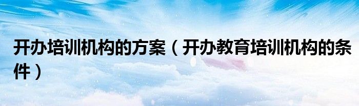 开办培训机构的方案（开办教育培训机构的条件）