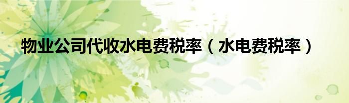 物业公司代收水电费税率（水电费税率）