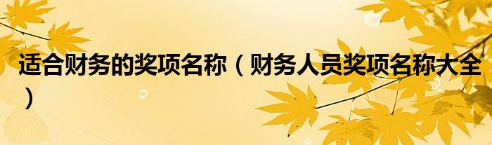 适合财务的奖项名称（财务人员奖项名称大全）