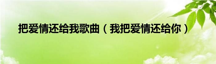 把爱情还给我歌曲（我把爱情还给你）