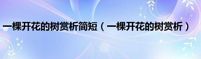 一棵开花的树赏析简短（一棵开花的树赏析）