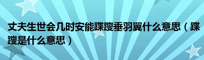 丈夫生世会几时安能蹀躞垂羽翼什么意思（蹀躞是什么意思）