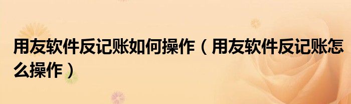 用友软件反记账如何操作（用友软件反记账怎么操作）