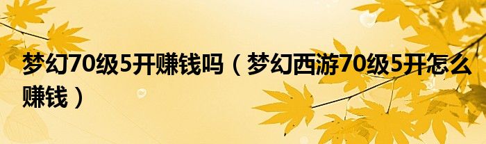 梦幻70级5开赚钱吗（梦幻西游70级5开怎么赚钱）