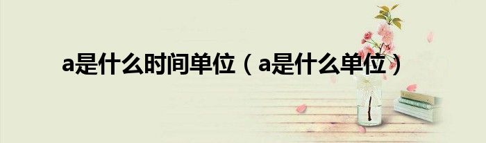 a是什么时间单位（a是什么单位）