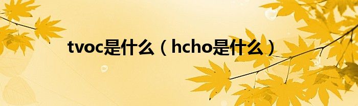 tvoc是什么（hcho是什么）