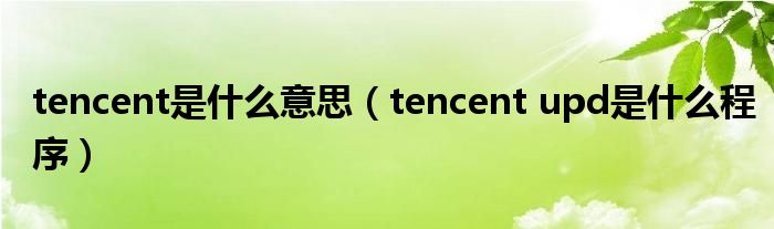 tencent是什么意思（tencent upd是什么程序）
