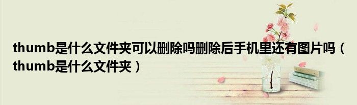 thumb是什么文件夹可以删除吗删除后手机里还有图片吗（thumb是什么文件夹）