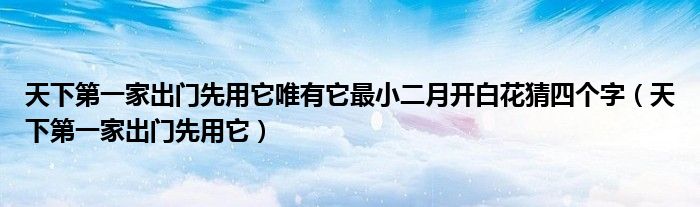 天下第一家出门先用它唯有它最小二月开白花猜四个字（天下第一家出门先用它）