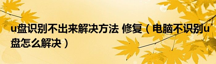 u盘识别不出来解决方法 修复（电脑不识别u盘怎么解决）