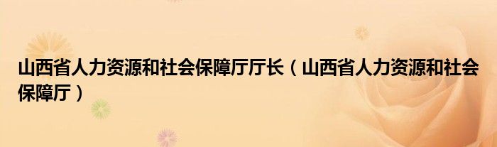 山西省人力资源和社会保障厅厅长（山西省人力资源和社会保障厅）
