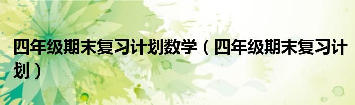 四年级期末复习计划数学（四年级期末复习计划）