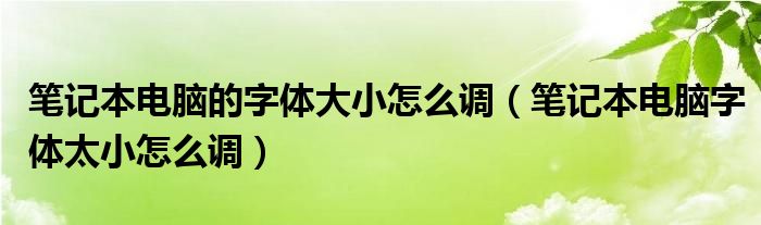 笔记本电脑的字体大小怎么调（笔记本电脑字体太小怎么调）