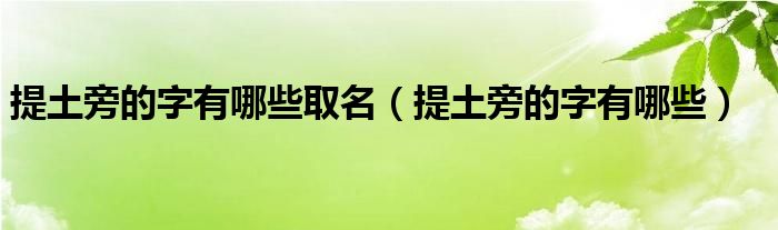 提土旁的字有哪些取名（提土旁的字有哪些）