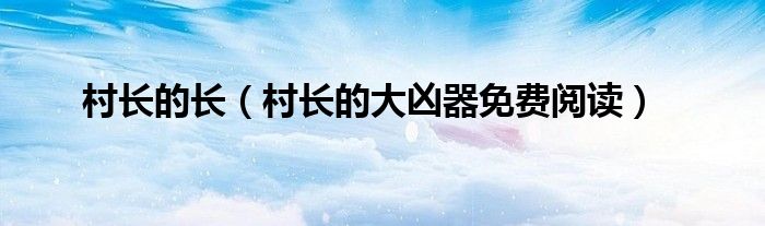 村长的长（村长的大凶器免费阅读）