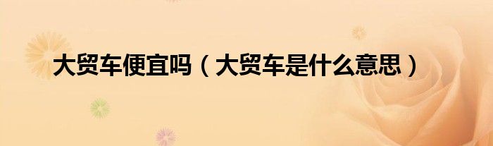 大贸车便宜吗（大贸车是什么意思）