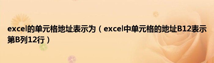 excel的单元格地址表示为（excel中单元格的地址B12表示第B列12行）