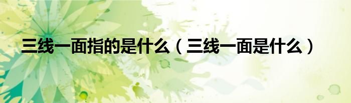 三线一面指的是什么（三线一面是什么）