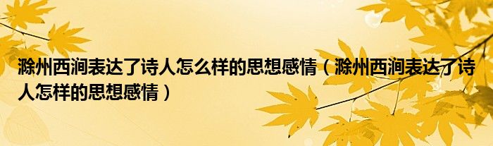 滁州西涧表达了诗人怎么样的思想感情（滁州西涧表达了诗人怎样的思想感情）