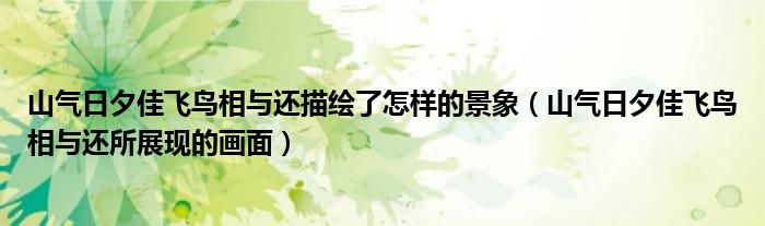 山气日夕佳飞鸟相与还描绘了怎样的景象（山气日夕佳飞鸟相与还所展现的画面）
