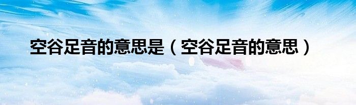 空谷足音的意思是（空谷足音的意思）