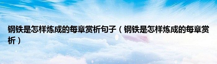 钢铁是怎样炼成的每章赏析句子（钢铁是怎样炼成的每章赏析）