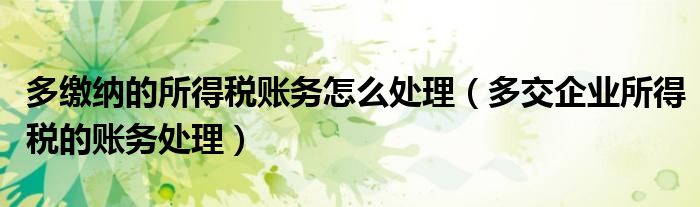多缴纳的所得税账务怎么处理（多交企业所得税的账务处理）
